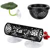 UCFBWO 3 Pezzi Grotte Decorative per Acquario Accessori per Acquario, Galleggiante Betta Amaca, Tunnel, Piante Acquatiche Artificiali, Betta Fish Accessories per Pesci, Gamberetti e Pesci Combattenti