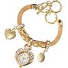 DEARMAMY 1 Pc Orologio Da Polso Bracciale Da Donna Con Orologio Orecchini D'oro Per Le Donne Rosa Braccialetto Chiave Braccialetti Di Strass Collana D'oro Da Donna Perno Perline Golden Lega