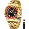 SACOSDING Orologi da uomo con ruota della roulette con palla, 45 MM Big Face Orologio analogico a tema casinò, orologio da polso da uomo in pelle luminosa impermeabile 3ATM, casual Dress Relojes para
