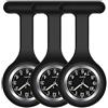 SibyTech Set di 3 spille per orologio da infermiera, silicone con spilla/clip, design per il controllo delle infezioni,fob watch polso con spilla medica infermiere medico, Bianco Rosso Nero