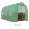 Outsunny Serra per Orto a Tunnel con Porta Avvolgibile e 6 Finestre, Serra da Giardino con Copertura in PE e Struttura in Acciaio, 3.5x2x2m, Verde