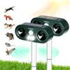 Cowiewie 2 Pezzi Repellente per Gatti da Esterno a Ultrasuoni e Flash LED, Ricarica Solare e USB, Repellente per Gatti Impermeabile per Giardini e Campi - Facile da Installare (verde)