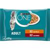 Purina One Adult Filettini in Salsa Cibo Umido per Gatti Pollo e Manzo, 4 buste da 85g
