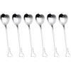 LABRIMP Set di 6 Cucchiaini da Caffè in Acciaio Inossidabile Forma a Cuore, Antiruggine e Resistente, per Mescolare Caffè e Dessert in Argento