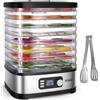 YASHE Essiccatore Alimentare 8 Vassoi, Timer Digitale & Controllo Temperatura, Vassoi Senza BPA, Fogli Rete & Rotoli Frutta, Pinza Acciaio Inox, Per Jerky, Frutta, Verdura e Erbe