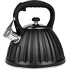 KARL HAUSMANN Bollitore Acqua per Induzione - 3L - Nero Bollitore Acciaio Inox non elettrico - Teiera Fischio per Gas da Fornello - Tea Kettle Stove Induction
