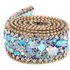 Miskall Nastro di strass, 2,5 cm fai da te diamante maglia avvolgere rotolo strass di cristallo decorazione del nastro a catena(pietra blu)