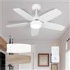 Vagizm Ventilatore da soffitto 91,4 cm per piccole stanze: bianco opaco, moderno ventilatore con luce e telecomando - motore CC silenzioso reversibile dimmerabile con 6 velocità per camera del