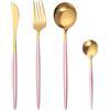 OUQIWEN Set di Posate, 8 Pezzi in Acciaio Inossidabile Oro Rosa, Compreso Forchetta/Cucchiaio/Coltello/Cucchiaino, Per 2 Persone