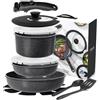 VINAK - Set Padelle 11 Pezzi Manico Rimovibile | Antiaderente Senza PFOA BPA | Induzione Forno | Salvaspazio Impilabile | Cucina Completa