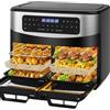 Dewelling Friggitrice ad Aria Dual Zone 12L - XXL Airfryer con divisorio rimovibile, Friggitrice Senza Olio 2600W con doppia finestra, 10 funzioni, ricettario