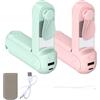 Vestamore Mini ventilatore portatile con batteria da 2200 mAh, ricaricabile tramite USB, portatile, per scrivania, include base e cordino, power bank e funzioni specchio, 3,8 x 3,8 x 11,9 cm, rosa e