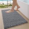 LUMI Tappetino Bagno in Chenille Morbido e Antiscivolo, Tappeto Bagno Spesso e Super Assorbente, Lavabile in Lavatrice, Asciugatura Rapida, Tappeto Doccia per Vasca e Doccia, Grigio, 60x90 cm