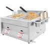 Poyujkyhr Friggitrice a gas, doppia 2 x 6 l, in acciaio inox, cestello rimovibile, con controllo indipendente della temperatura, friggitrice con contenitore per spezie, per uso commerciale e privato
