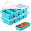 JAWAI 2 Pezzi Silicone per Congelatore con Coperchio, Silicone Trasparente, Contenitori Svezzamento Freezer, Inodore e Flessibile per Cubetti di Ghiaccio Perfetti e una Preparazione dei Pasti Senza Sforzo