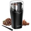 KIRAINAFLY Macina caffè e spezie, macina caffè per espresso per uso domestico, ciotola rimovibile in acciaio inossidabile, perfetto per chicchi di caffè spezie erbe semi di lino cereali e noci, argento lucente