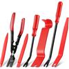 Flintronic 7pz Kit Utensile di Smontaggio per Riparazione Auto- Rosso | Rimozione Ricambio Cunei in Plastica Leve Refit Set, Auto Trim Installer Pry, Removal Tools per Auto Porta Pannello
