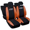 Rebeca Shop Coprisedili Auto Compatibili Per Clio, Set Copri-sedile Anteriori e Posteriori Con Logo Ricamato Compatibili Airbag (Nero/Arancione)