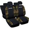 Auto Accessori Lupex | Set 12 pezzi Coprisedili Auto Compatibili con Kuga Prima 2008-2012 Seconda 2012-2019 Terza dal 2020, Nero Mimetico Verde, Made In Italy, Protezione Anteriori e Posteriori