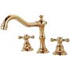 Generico Rubinetto per Lavabo Rubinetto Bagno Lavabo Miscelatore Lavabo 3 Fori A Doppia Leva Vintage Dorati In Ottone Acqua Calda E Fredda Lavandino da Bagno Rubinetto
