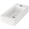 MOG CASA Lavandino su piano rettangolare in ceramica lucida VOMANO | 25 x 50 x 24 cm | Include tappo Pop Up con valvola di scarico Click Clack | senza trapano rubinetto | colore bianco