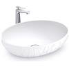 Bernstein Lavabo di appoggio LEO in colata minerale (Solid Stone) - 50 x 40 x 12 cm - Bianco opaco, Con piletta Pop-up