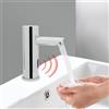 ieLsngai Rubinetto con sensore a infrarossi, per lavabo a induzione, miscelatore automatico per lavabo, caldo e freddo, rubinetto per bagno cromato