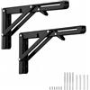 Cycayit 2 Pezzi Reggimensola Pieghevole 200 mm in Acciaio Verniciato Nero, Staffe per Mensole Salvaspazio, Supporto da Parete per Tavolo Ribaltabile, Banco da Lavoro, Cucina, Garage, fino a 40 kg