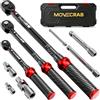MOVECRAB Set di 9 chiavi dinamometriche a scatto, manico in CNC, 1/4 3/8 1/2 a doppia direzione regolabile, 4-20 Ft.lb / 5-45 Ft.lb / 15-165 Ft.lb, doppia scala ±3% di precisione per bicicletta