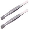 TFAOYS Pinzette piatte per francobolli con estremità piatta e curve, in acciaio inox, strumenti da collezione, 10,5 cm, pinzette per filatelia