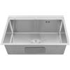 Dettchan Lavello da cucina in acciaio inox, singolo, con cestello, per appartamenti, ristoranti, bar, cucine, 65 x 45 x 21 cm