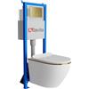Lavita LAV 101 - Elemento da parete per WC 40 cm + parete sospesa per WC SOFI SLIM GOLD LINE senza bordi + pannello di controllo LAV 200.4.5 oro, set completo | cassetta di risciacquo da incasso | WC