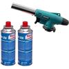 Generico BRUCIATORE SALDATORE SVERNICIATORE CANNELLO A GAS ACC.PIEZO +2 CARTUCCE 227 gr