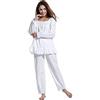 Sawekin Pigiama da donna in cotone vintage vittoriano bianco pigiama set camicia da notte indumenti da notte, Bianco-manica lunga, L