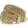 Gatijan Cinture alla moda con strass per uomo e donna cristalli brillanti e diamanti intarsiati design in pelle con diamanti cintura jeans, Oro, XL: fits pants size 43-46