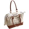 Loberon Linna Borsa - In cotone e pelle di capretto - Bella stampa vintage, beige