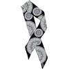 Seta Sole Nastro in 100% Seta Made in Italy, Foulard a Nastro 7,5 x 1000 cm, Mandala Disegnato a Mano, Bianco e Nero, Accessorio per Borse, Capelli e Polsi