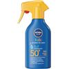 NIVEA SUN Kids Spray Protect & Care SPF 50+ 250 ml, Crema solare 50 bambini 3+ anni, Protezione solare 50 bambini spray extra resistente all'acqua e al sudore con Pantenolo, Vitamina C & E