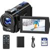 CAMWORLD Camcorder 5K 48MP Videocamera YouTube Vlogging, Visione Notturna Webcam, zoom digitale 16X, Schermo Tattile 3" 270°, Camera Vlog con con scheda SD da 32 GB, luce di riempimento, telecomando, Batteria