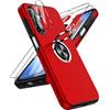 LeYi Cover per Samsung Galaxy A17/A26 5G 256GB, Custodia per Samsung A 17/A 26 con 2 Vetro Temperato e Pellicola Fotocamera, Rotante 360° Magnetico Antiurto protezione TPU+PC Case, Rosso
