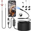 Ferdiiz Endoscopio Per Smartphone, Telecamera Endoscopica Con Luce 1920P HD, Telecamera Ispezione Tubi IP67 Idrorepellente 5M Con 8 LED, Spirale Pulizia Scarico da 160cm, Pinza Artiglio per Tubi