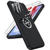 LeYi Cover per Samsung A57/A 57 con 2 Vetri Temperati - Custodia TPU+PC con Anello Girevole 360°, Protezione Militare Antiscivolo per Galaxy A57/A 57, Nero