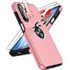 LeYi Cover per Samsung Galaxy A17/A26 5G 256GB, Custodia per Samsung A 17/A 26 con 2 Vetro Temperato e Pellicola Fotocamera, Rotante 360° Magnetico Antiurto protezione TPU+PC Case, Rosa