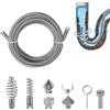 GYHMTOO Sonda Sturatubi 5 m, ø12 mm, Sonda Stura Lavandini e Scarichi con 6 pezzi, Testa di Taglio e 1 Adattatore Elettrico, Albero di Pulizia dei Tubi in Acciaio (galvanizzato)