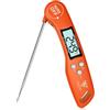 DOQAUS Termometro da Cucina Digitale, Termometro Alimentare con Lettura Istantanea con Pieghevole Sonda Lunga, Termometri per Carne con LCD Display, ON/off Auto per Latte, Vino(Arancia)