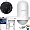 YAMOSO Mangiatoia Automatica WiFi Smart, Camera 2.5K, App 2.4/5G, Dosaggio 0,2g Cura Vacanze, Serbatoio 230ML Anti-Appannamento, Timer, Notifiche, Acquario Marino, Acqua Dolce e Tartarughe