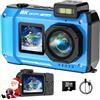 SPUNALP Fotocamera subacquea UHD 8K, 70 MP 33FT WiFi fotocamera digitale impermeabile con scheda da 32 GB, messa a fuoco automatica impermeabile selfie a doppio schermo batteria 2500 mAh, 18 x