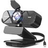 TRAUSI Webcam Full HD 1080p, obiettivo grandangolare e microfono con cancellazione del rumore, esposizione automatica, privacy, fotocamera USB Plug & Play per laptop, PC, Mac, compatibile con Zoom