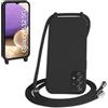 WenBaby Cover Compatible con Samsung Galaxy A32 5G,Cellulare Girocollo Custodia con Cordino TPU Corda Silicone Case Bumper per Samsung Galaxy A32 5G Custodia, Nero