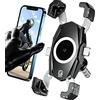 Kewig Supporto per telefono per attacco forcella moto, 1S One-Push automaticamente blocco e rilascio, adatto per stelo forcella 12-25,4 mm di diametro, per cellulari da 4 a 6 pollici